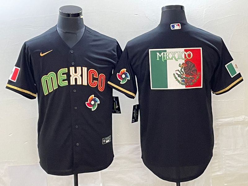 Men 2023 World Cub Mexico Blank Black gold Nike MLB Jersey7->more jerseys->MLB Jersey